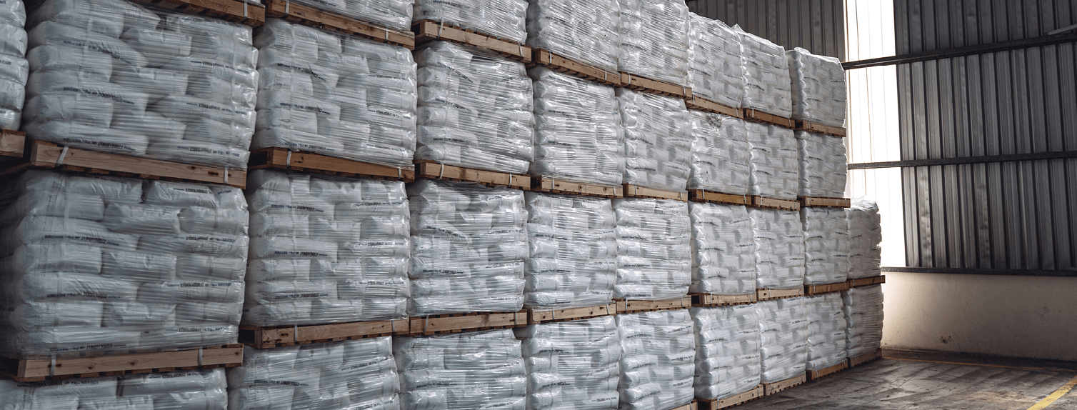 bags of salt in warehouse