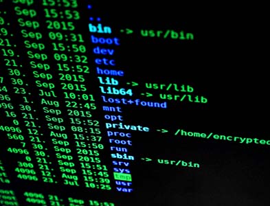 digital code on screen