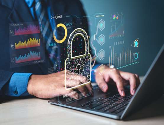 cyber analyst looking into data