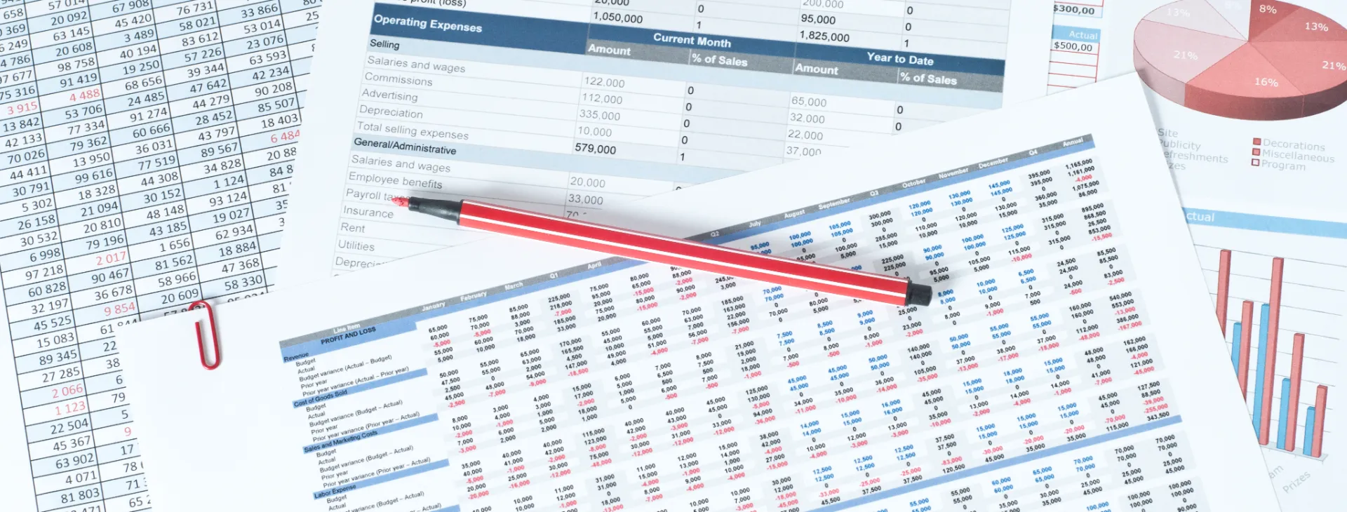 financial reports laying on desk