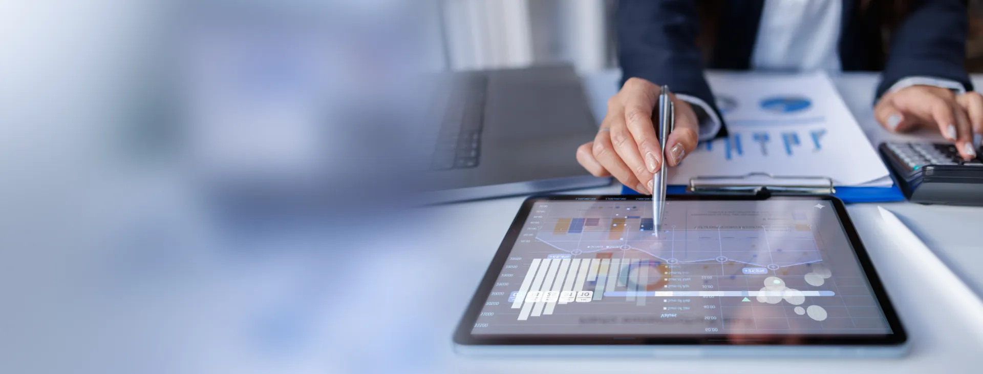 laptop screen showing financial report