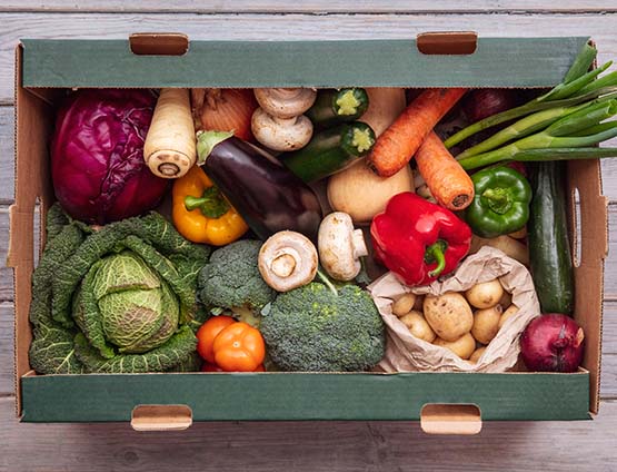 box of vegetables delivered from online service