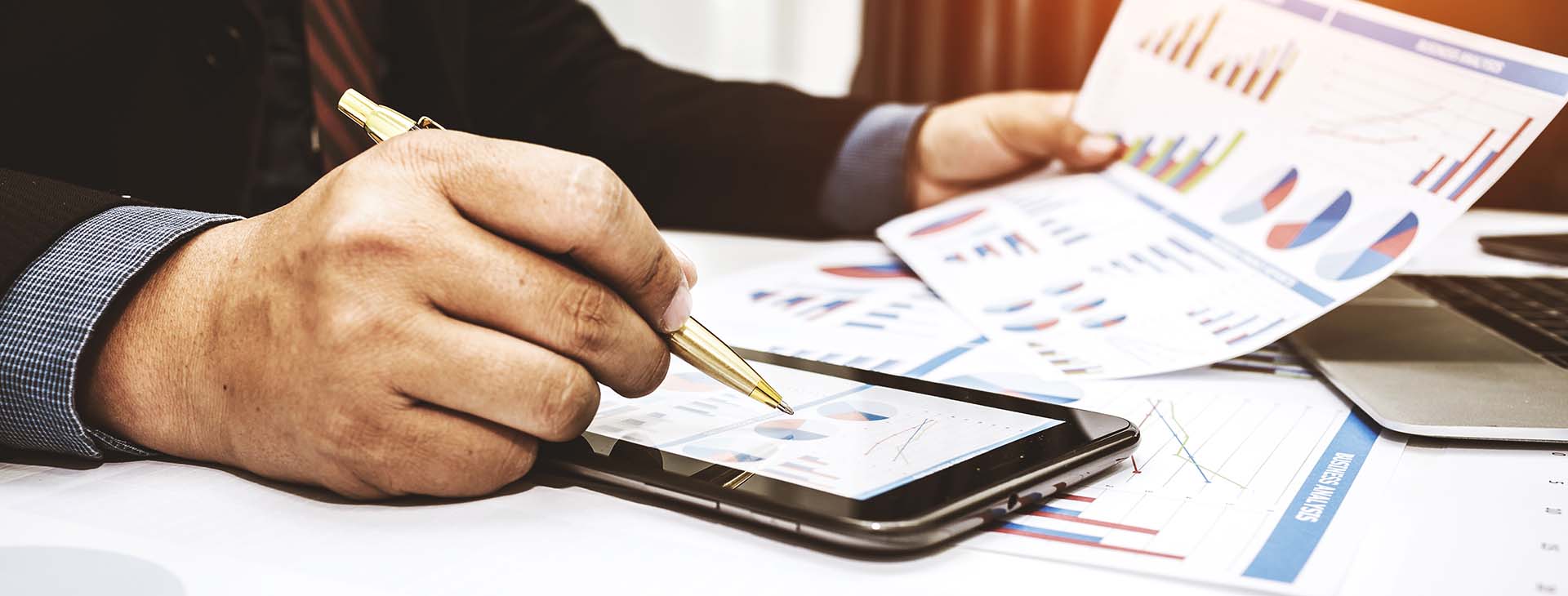 financial professionals analyzing data
