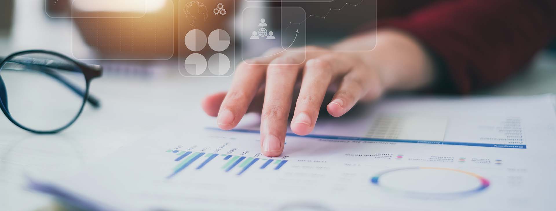 Business woman analyzing financial reports