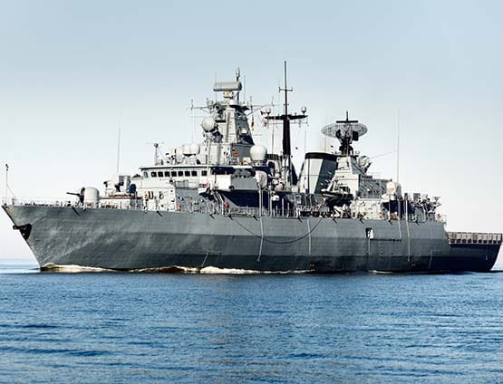 military ship in ocean