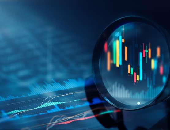 Magnifying glass over financial data