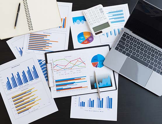 business reports showing financial analytics