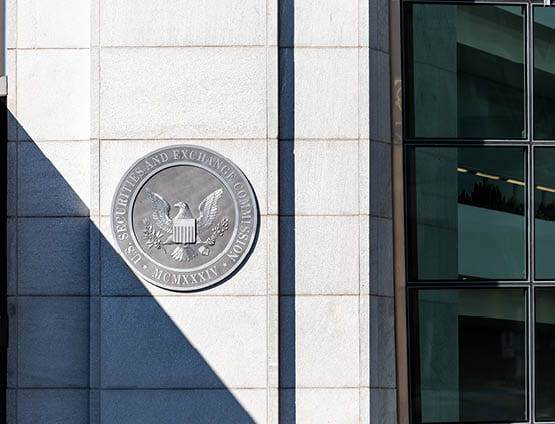 US United States Securities and Exchange Commission SEC entrance architecture modern building closeup sign