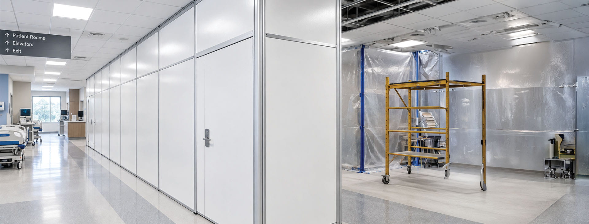 image of temporary construction wall in hospital