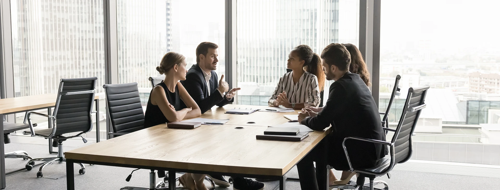 business people at conference table