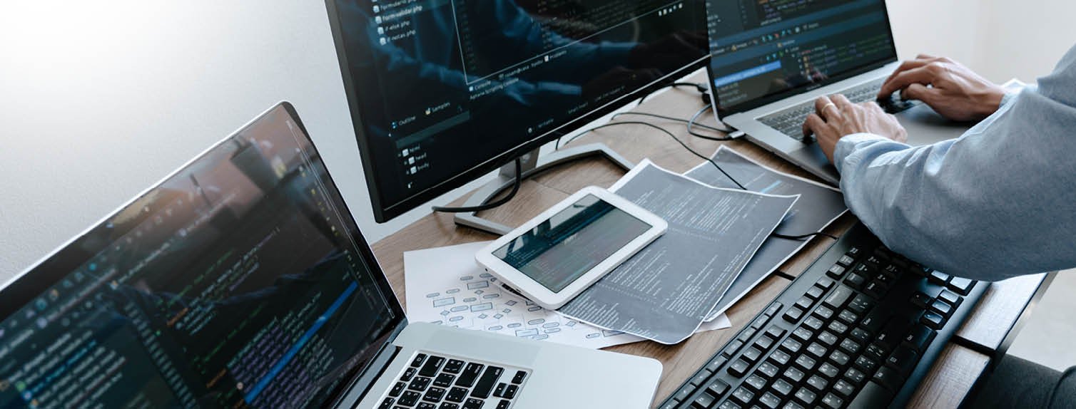 man looking at financial charts