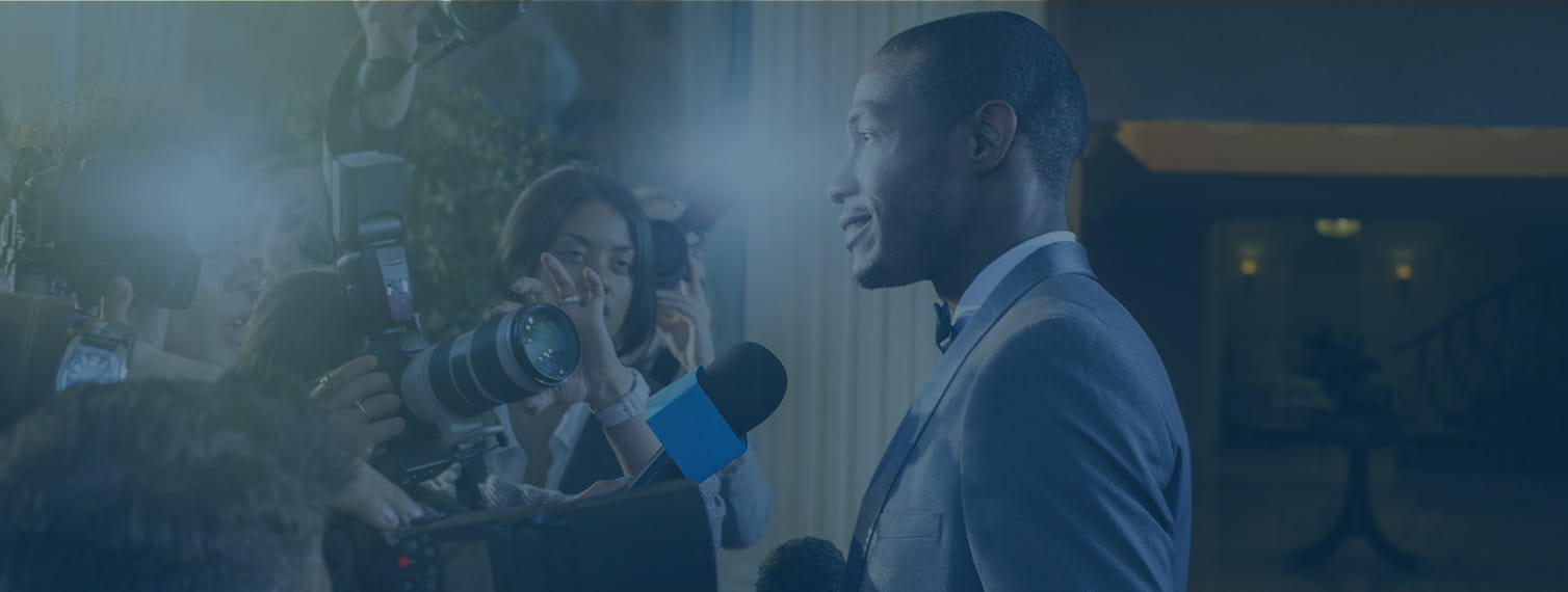 Photo of a celebrity with media