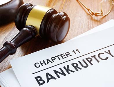 Stack of papers about chapter 11 bankruptcy