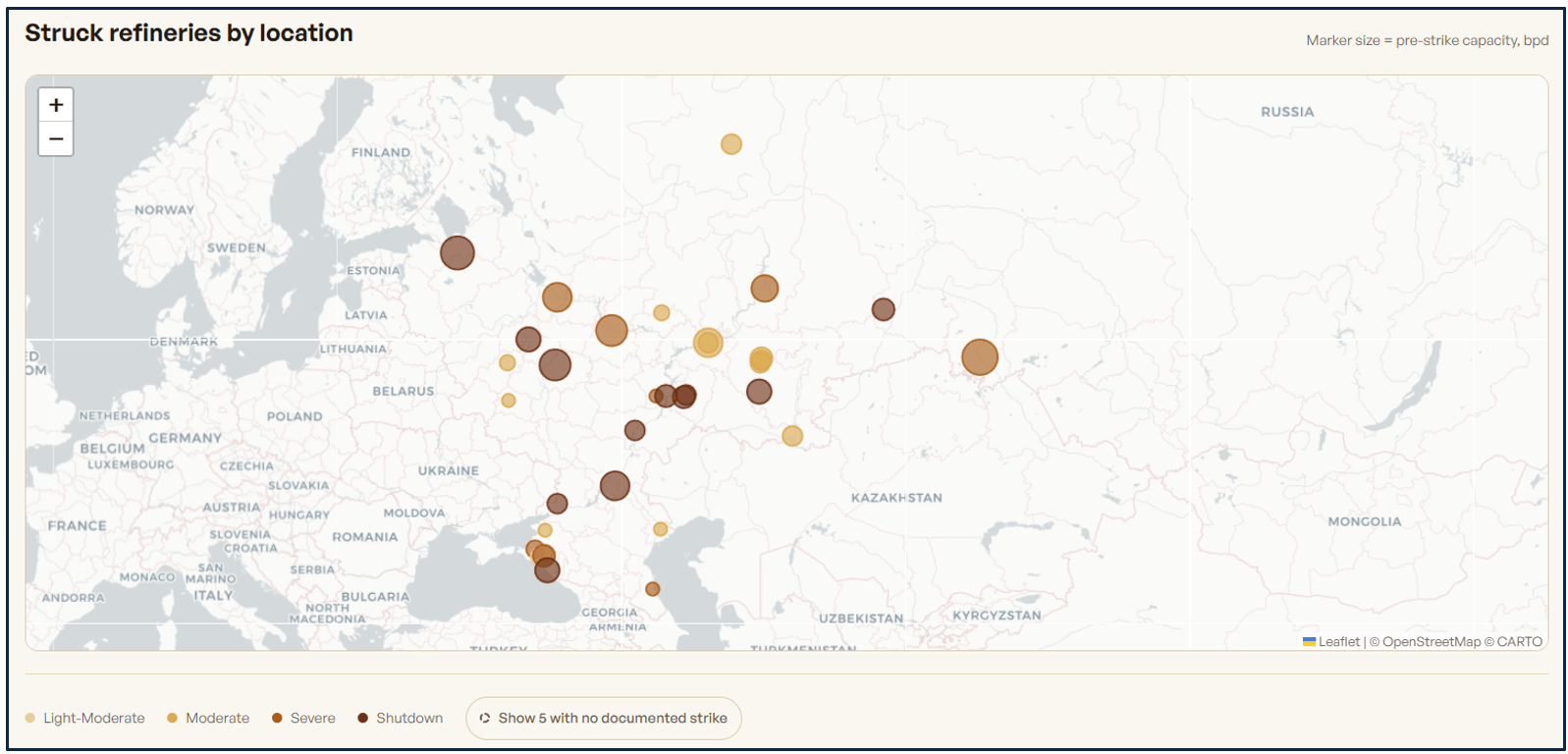 Struck Refineries by Location