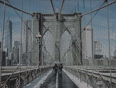 View of bridge entering New York City