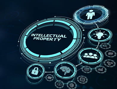 Virtual screen of intellectual property concept