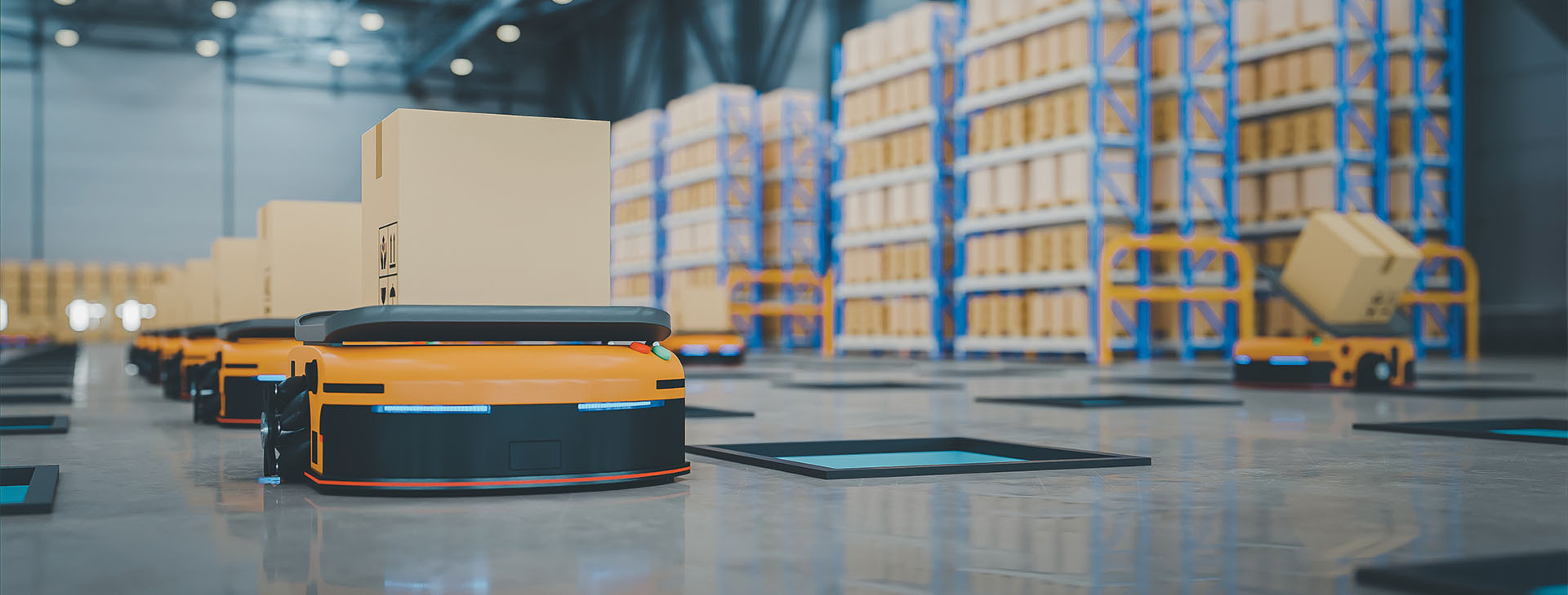 image of boxes in a distribution warehouse