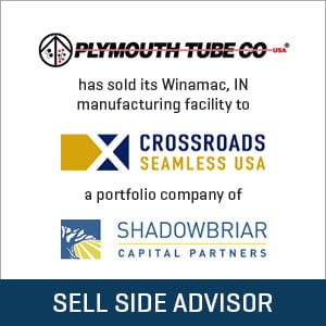 Stout served as the exclusive financial advisor to Plymouth Tube Company, Winamac facility in connection with the sale to Shadowbriar Capital Partners.